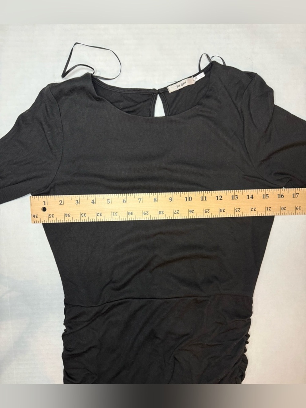 Francesca's Mi Ami Long Sleeve Ruched Crew Neck Bodycon Dress Black Size M - Picture 8 of 11